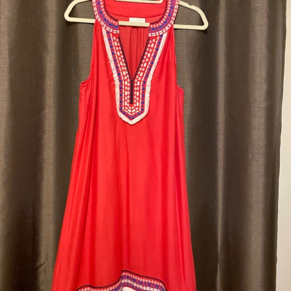 Mud Pie Women's Sleeveless Sundress Dress Sz.L Hot Pink with Blue and Cream Trim - Picture 12 of 16